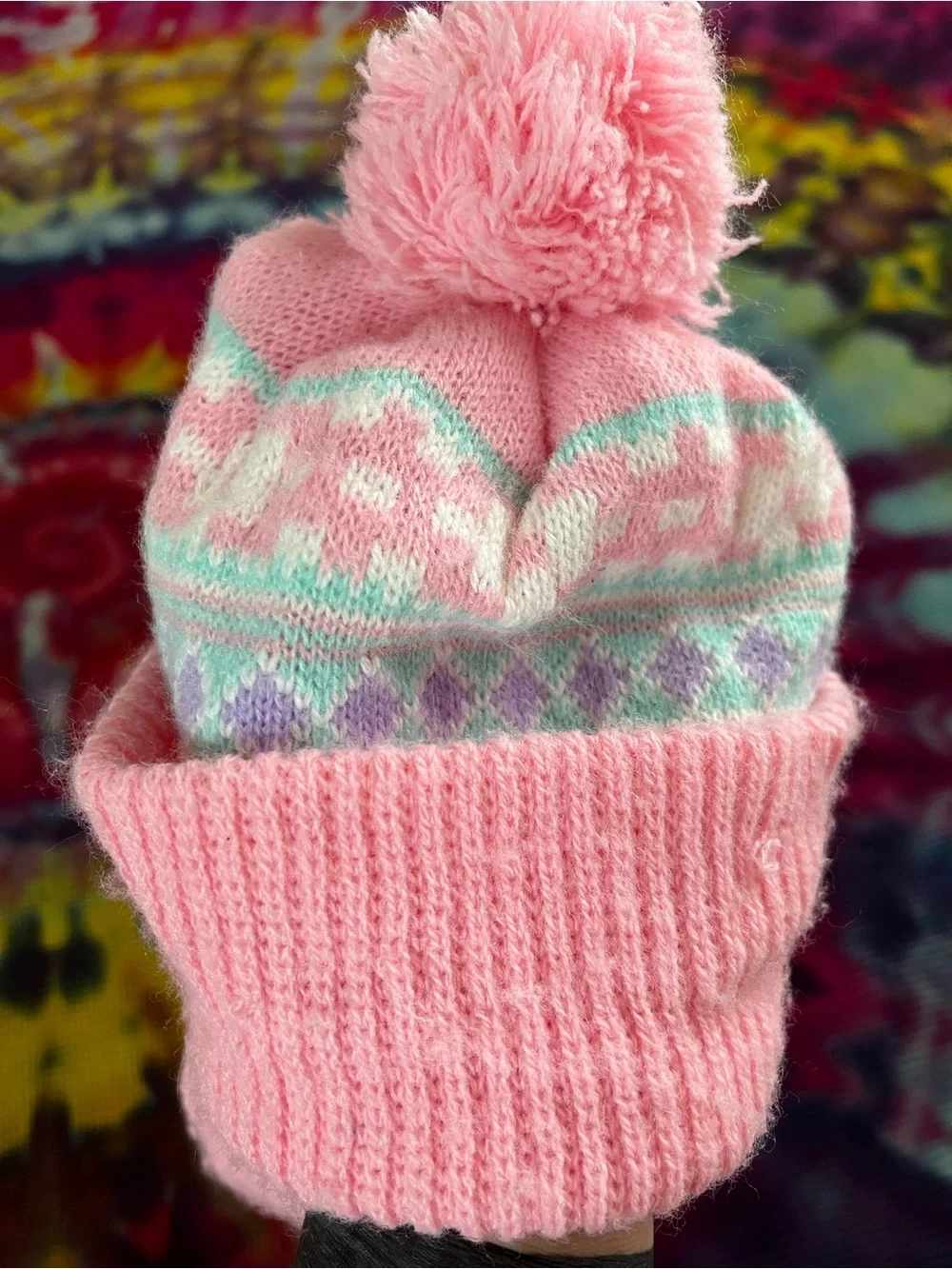 🩷 Vintage 90s Knit Pom Pom Beanie Winter Hat